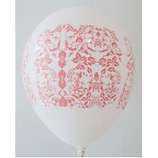 White - Red Batik Printed Balloons